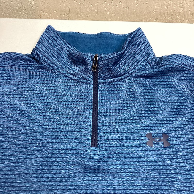 Under Armour Men's UA Storm Sz L Sweater Fleece 1/4 Zip Pullover Blue Teal Golf gallery