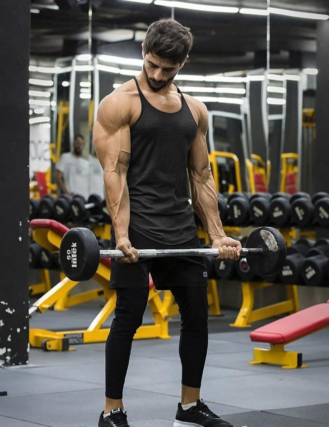 Men's Stringer Tank Top Bodybuilding Y-Back Muscle Gym Fitness Workout Shirt gallery