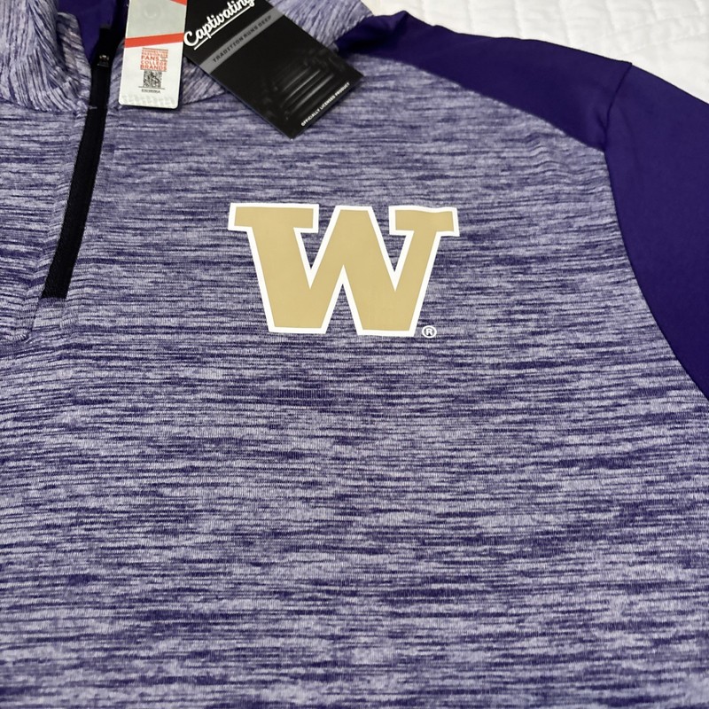 2 Washington Huskies Large Long Sleeve 1/4 Zip Pullovers Purple Gray Game Mode gallery