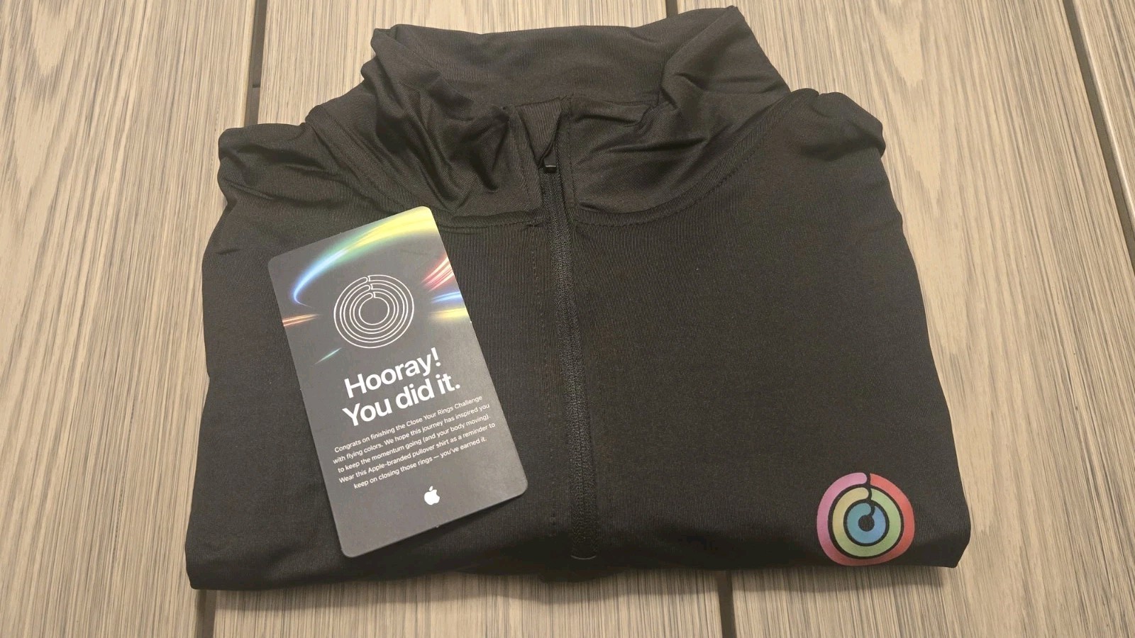 APPLE logo Close Your Rings 1/4 zip Pullover Unisex L Employee Challenge Silver gallery