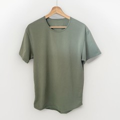 BYLT Premium Basics Shirt M Green LUX Drop-Cut Curved Hem Stretch Tee Gym