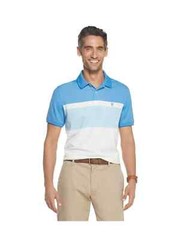 RTLS $50 IZOD PERFORMANCE COLOR BLOCK SHORT SLEEVE POLO BLUE SZ M SLIM FIT