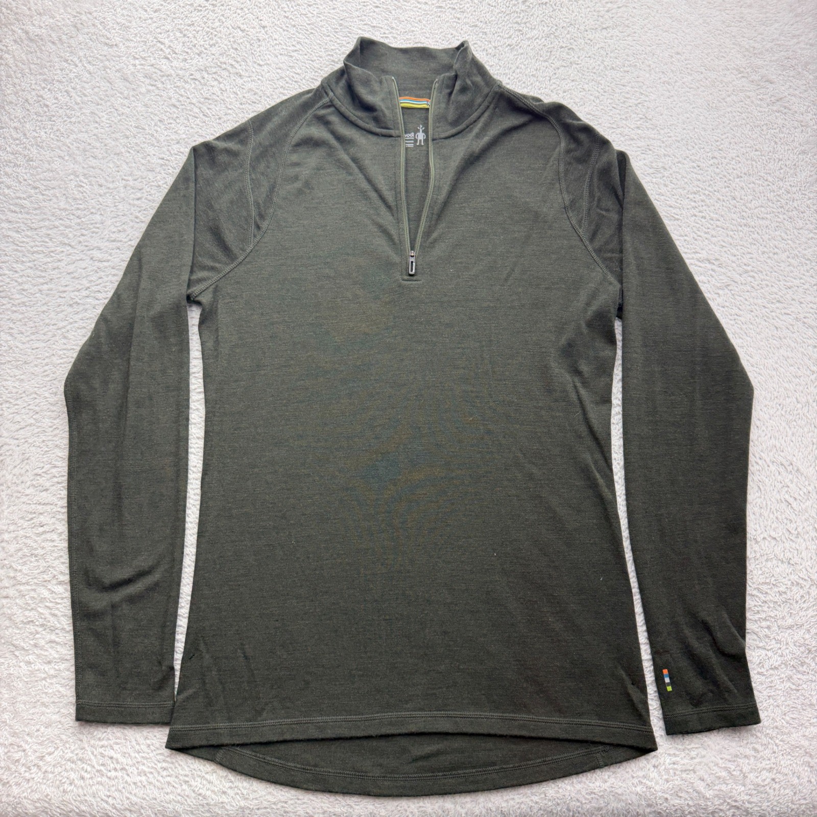 Smartwool Mens Merino Wool Quarter Zip Base Layer Top Dark Green Size Medium gallery