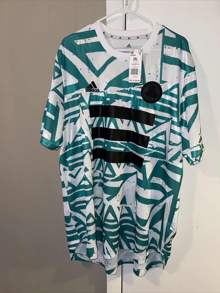 Adidas DNA Graphic No.10 Jersey FM1082 Soccer/FutBall White Glory Green 2XL