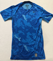 Nike Pro Combat Dri-Fit Compression T-shirt Blue Polyester Blend 543609-433 Sz M