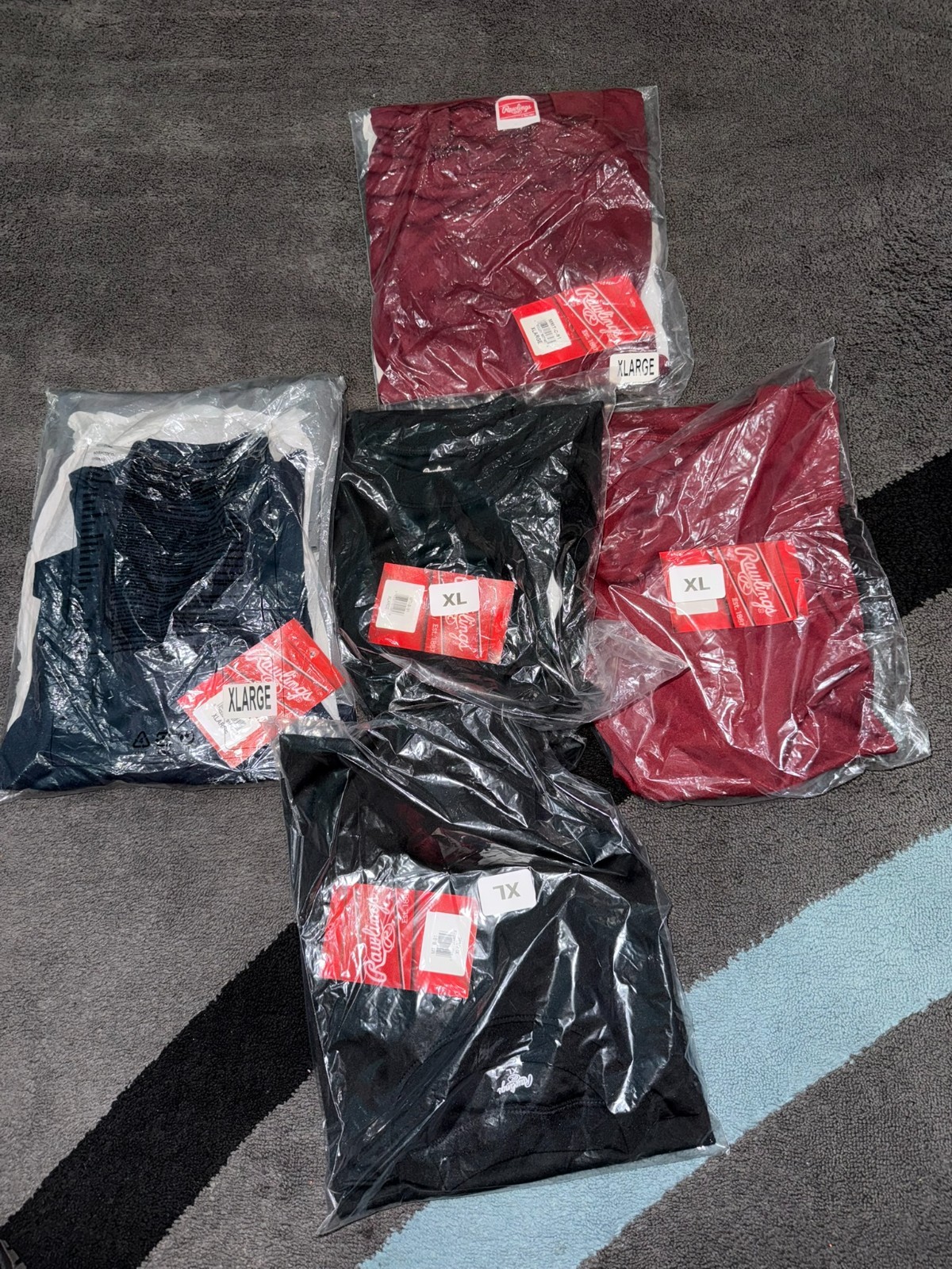 Lot (5) NEW Rawlings poly Dri-fit type material tee shirts workout baseball Jsy gallery