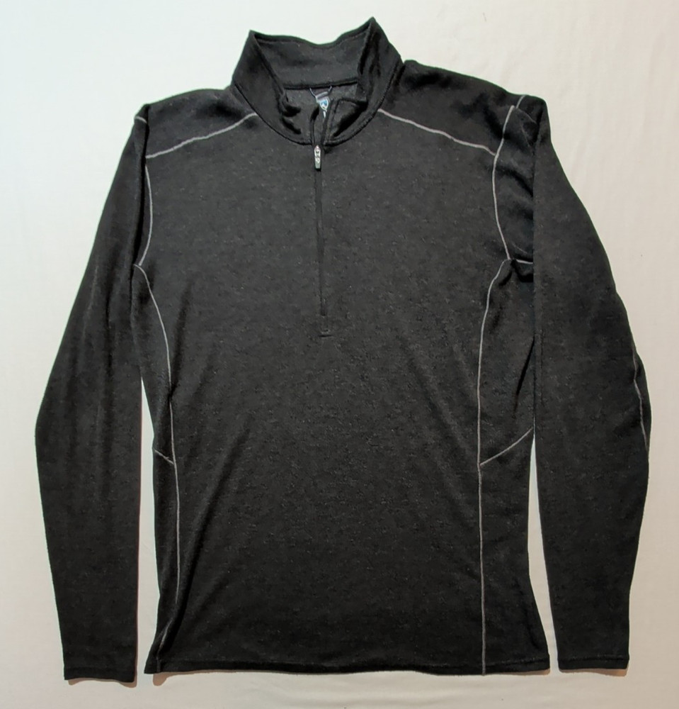 KUHL Alloy 1/4 Zip Pullover Top Mens XL Black Mock Neck Long Sleeve Sweatshirt