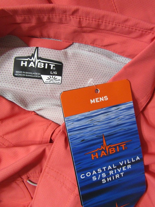 NWT Habit Spiced Coral Costal Villa Vent Short Sleeve River Shirt Polyestr Men L gallery
