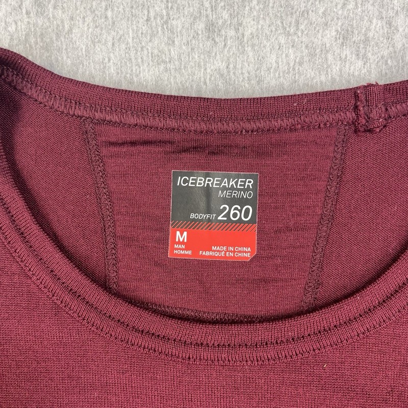 Icebreaker Merino Wool Thermal Pullover Mens Medium Red Bodyfit 260 Long Sleeve gallery
