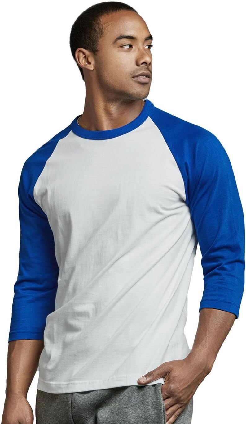 TOP PRO Men's 3/4 Sleeve Casual Raglan Jersey Baseball Tee Shirt (S / RB/WHT) gallery