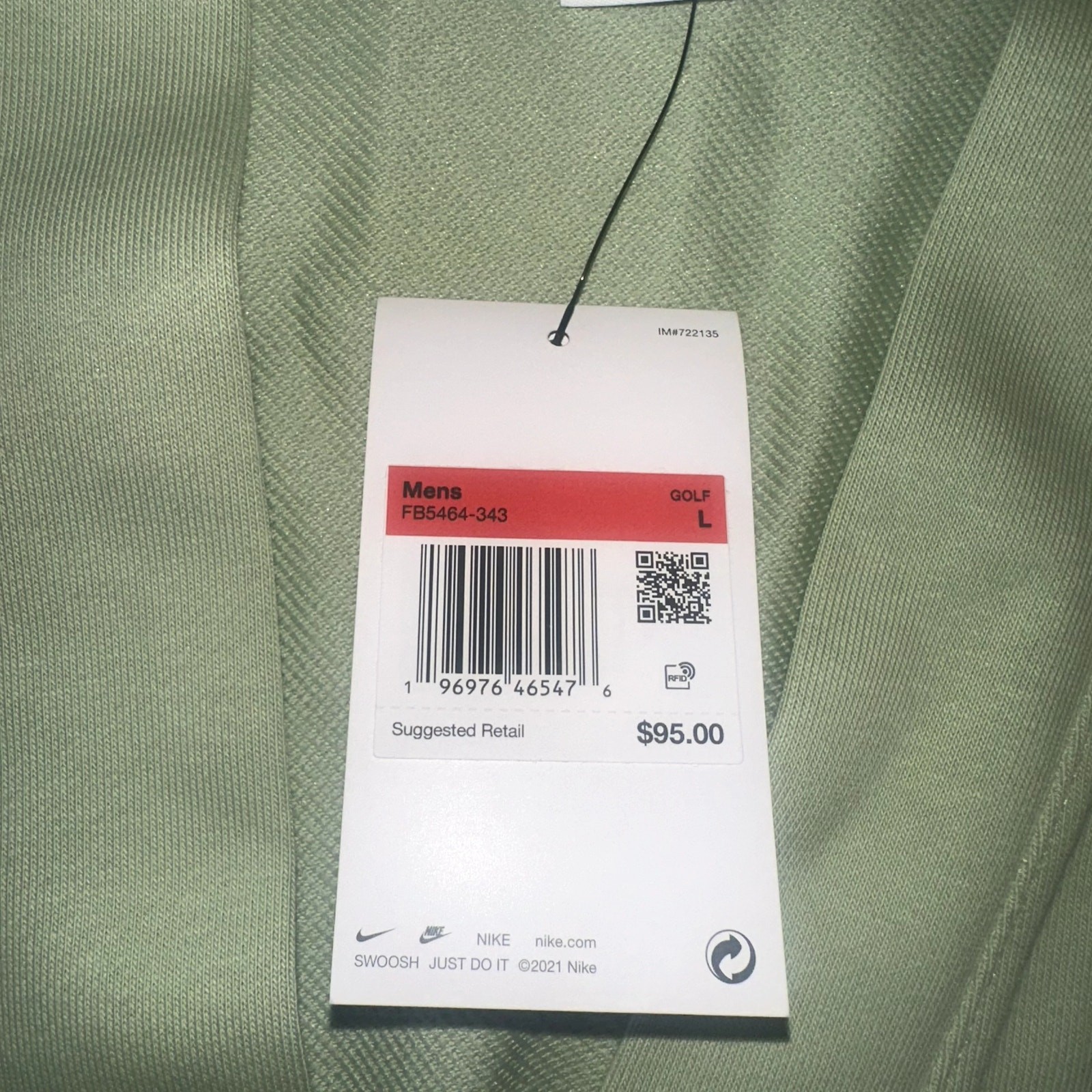 Nike Dri-FIT Standard Issue Golf Cardigan Green Honey FB5464-343 Men's Large NEW gallery
