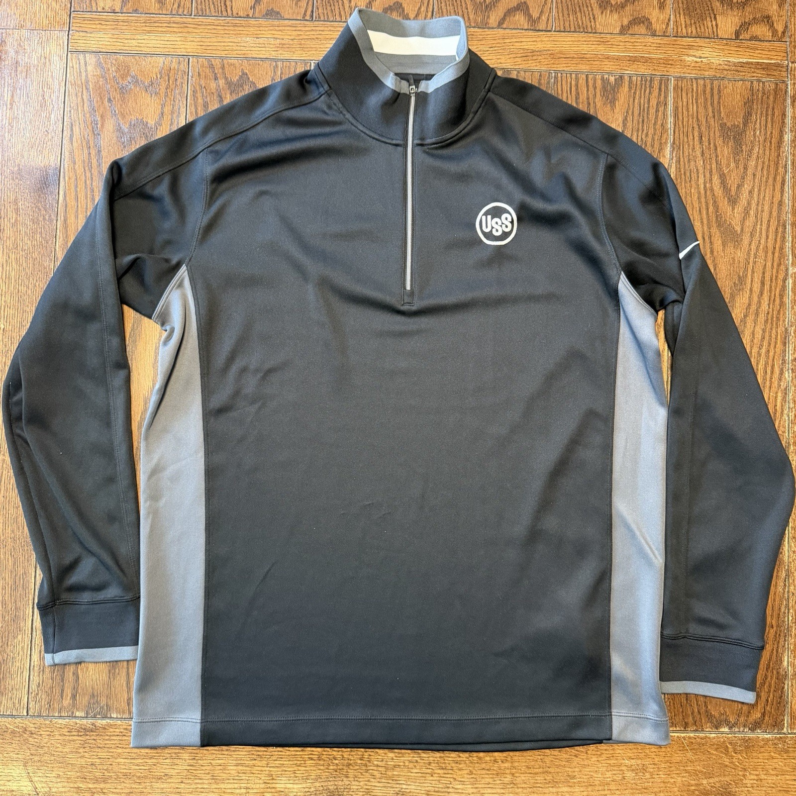 Nike Golf Pullover Men Large Black Gray Dri-FIT 1/4 Zip Long Sleeve US Steel USS gallery