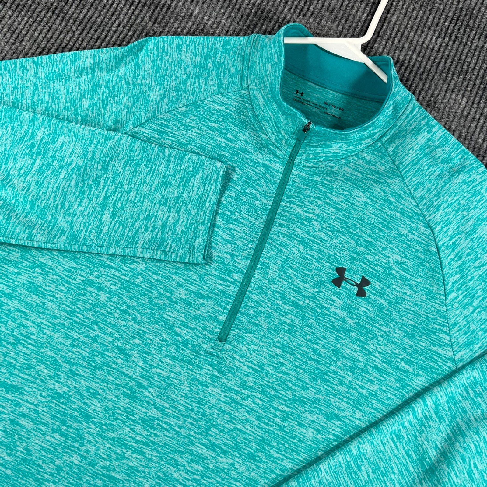 Under Armour Pullover Shirt Mens XL Extra Large Teal Green Long Sleeve 1/4 Zip gallery