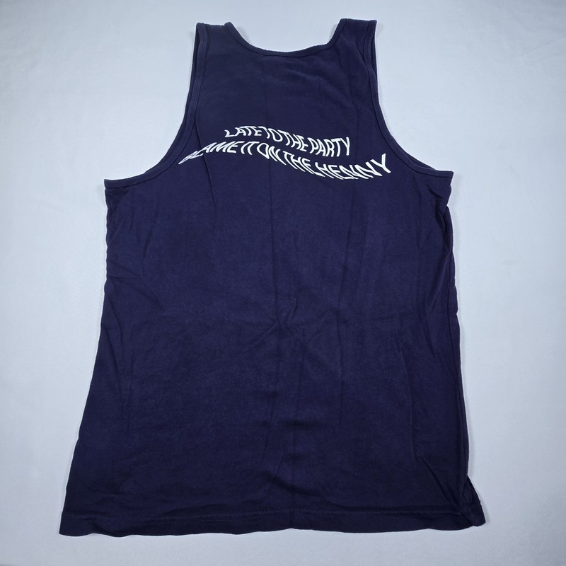 AKOO Brand Navy Blue Tank Top Graphic Print Womens Body w Beachball Mens XL gallery