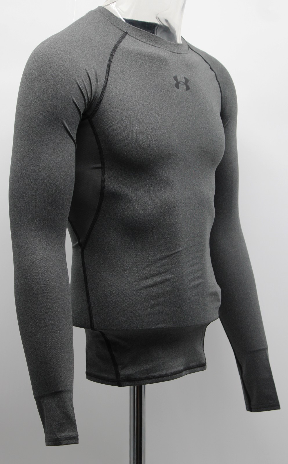 UNDER ARMOUR HEATGEAR LONG SLEEVE COMPRESSION SHIRT CARBON HEATHER NEW SZ SMALL gallery