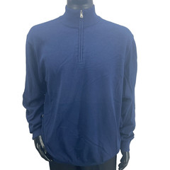 Charleston Threads Men’s 2XL 1/4 Zip Pullover Navy Blue 100% Cotton Mock Neck