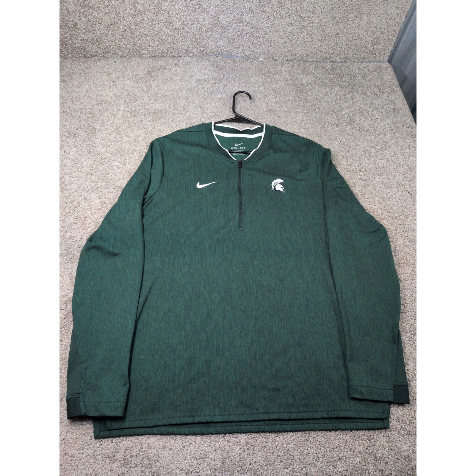 Nike Dri-FIT Michigan State Spartans Mens Large Green Quarter Zip Pullover L gallery