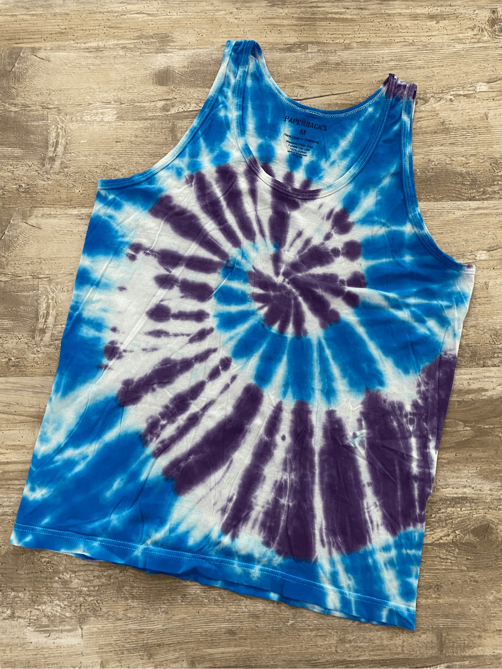 Original Paperbacks Tie Dye Tank Top Blue Purple Spiral Mens Size Medium gallery