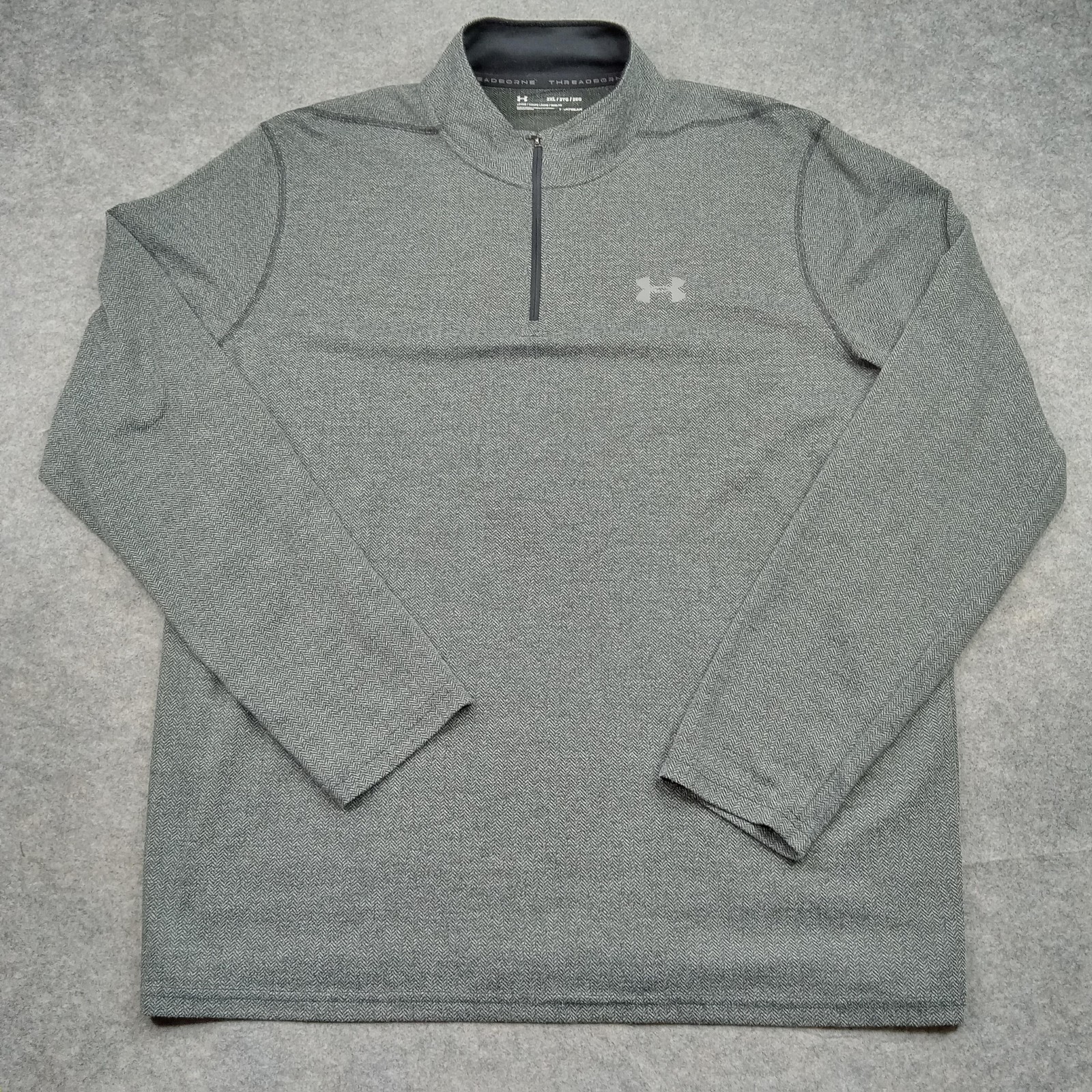 Under Armour Pullover Mens 2XL Gray Quarter Zip Threadborne HeatGear Loose Fit gallery