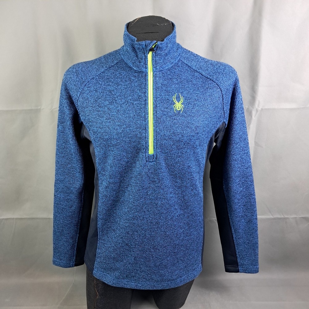 Spyder Performance Sweater Size Medium Men Blue Outbound Stryke 1/2 Zip Pullover