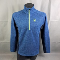 Spyder Performance Sweater Size Medium Men Blue Outbound Stryke 1/2 Zip Pullover