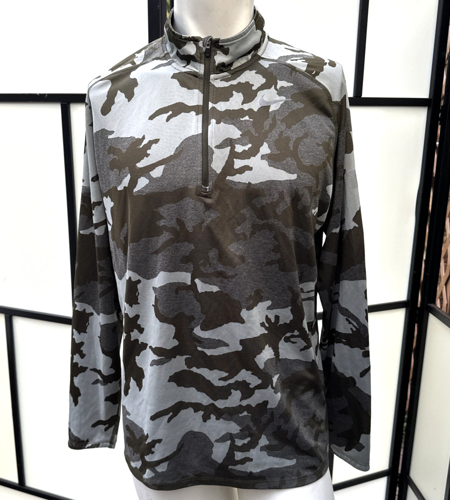 Nike Element Running 1/4 Zip Pullover Mens XL Blue Gray Camouflage 547795-321