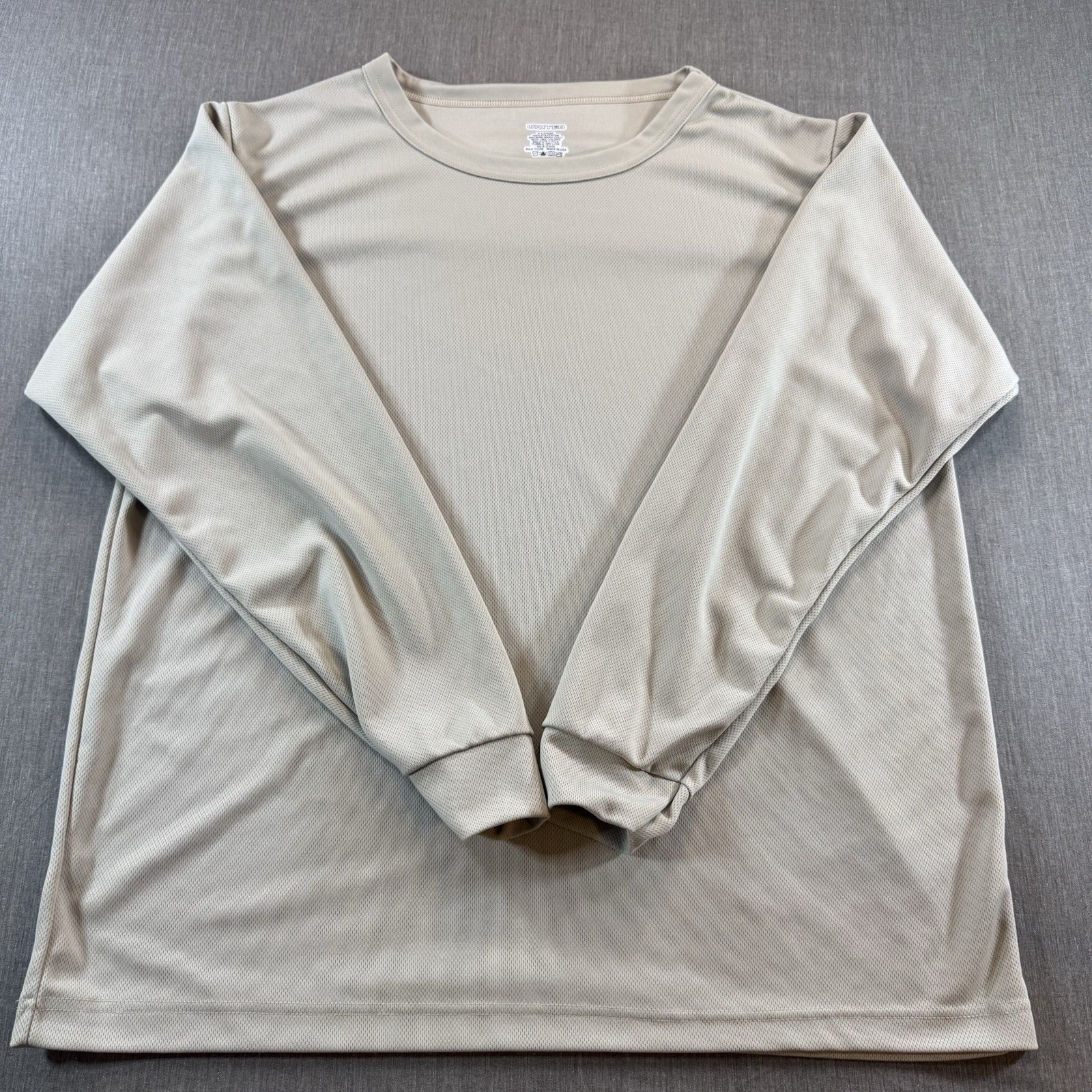 United Shirt Mens Extra Large Tan Polyester Raglan Long Sleeve Made USA Military gallery