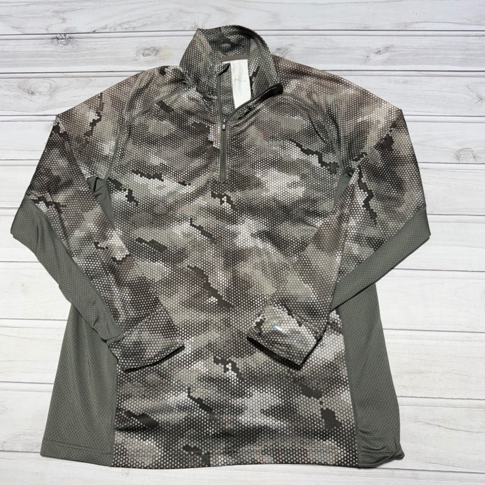 Simms SolarFlex 1/4 Zip Mens Small Digital Camo UPF 50 Fishing Sun Shirt