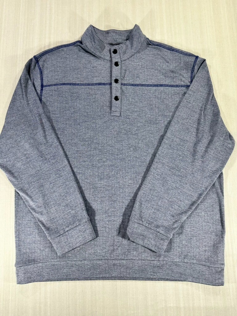 Roundtree&Yorke Performanace Golf Men's Shirt 1/4 Button Long Sleeve Gray #3636 gallery