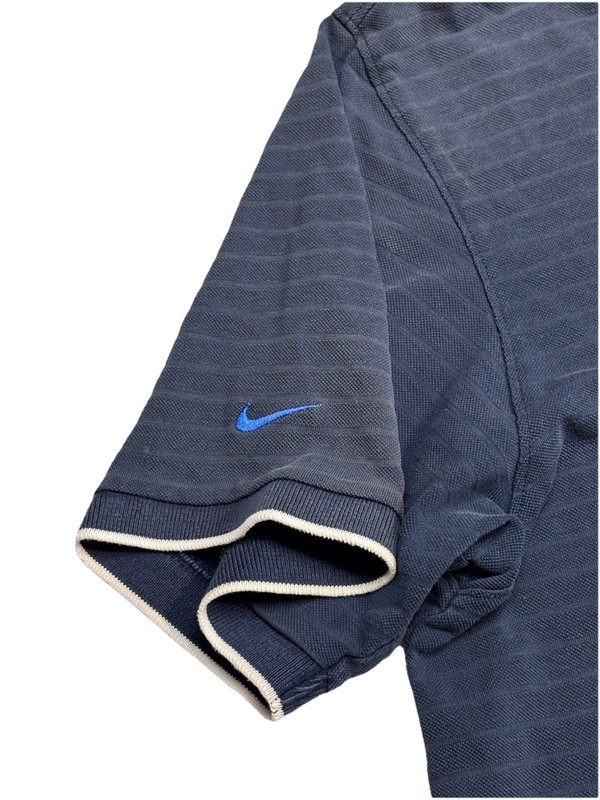 Vintage NikeCourt Heritage Tennis Polo Men’s Large Blue Striped Multi-Color Logo gallery
