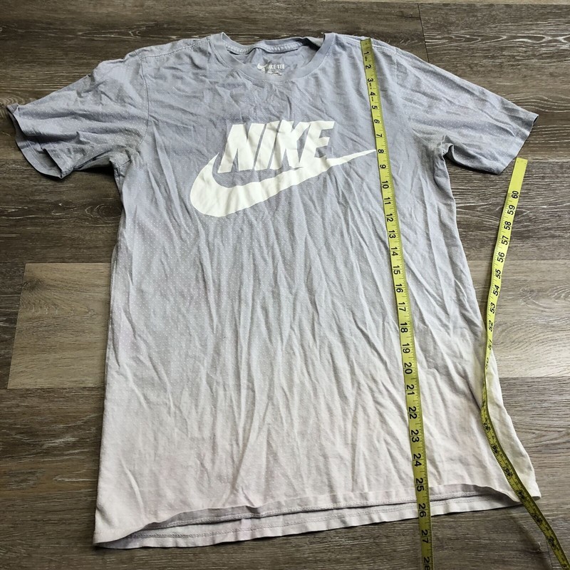 NIKE Graphic Logo Crew Neck Short Sleeve Gray Polka Dot T-Shirt Men's Size Small gallery