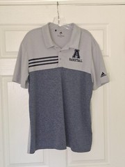 Adidas Heather Color Blocked Polo Shirt w/A Basketball on Front, Men’s XL