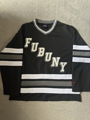 Fubu Hockey Jersey Black White Grey Mens Medium