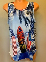 Shirt Tank Top USA Flag Patriotic Surf&Swim Co Quick Dry Swim UPF 50+ Men’s S