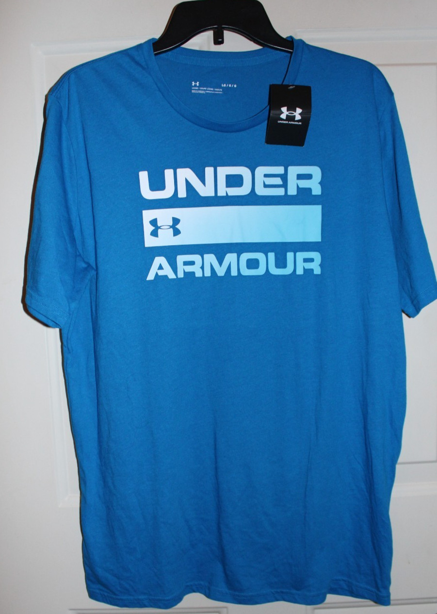 NWT Under Armour Team Issue Wordmark Men's Large T-shirt Cruise Blue 1329582 gallery