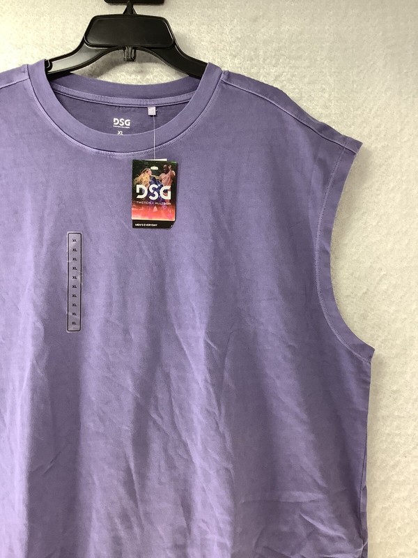 DSG Men's Heavyweight Jersey Muscle Sleeveless Grape Gray Tank Top Size XL gallery