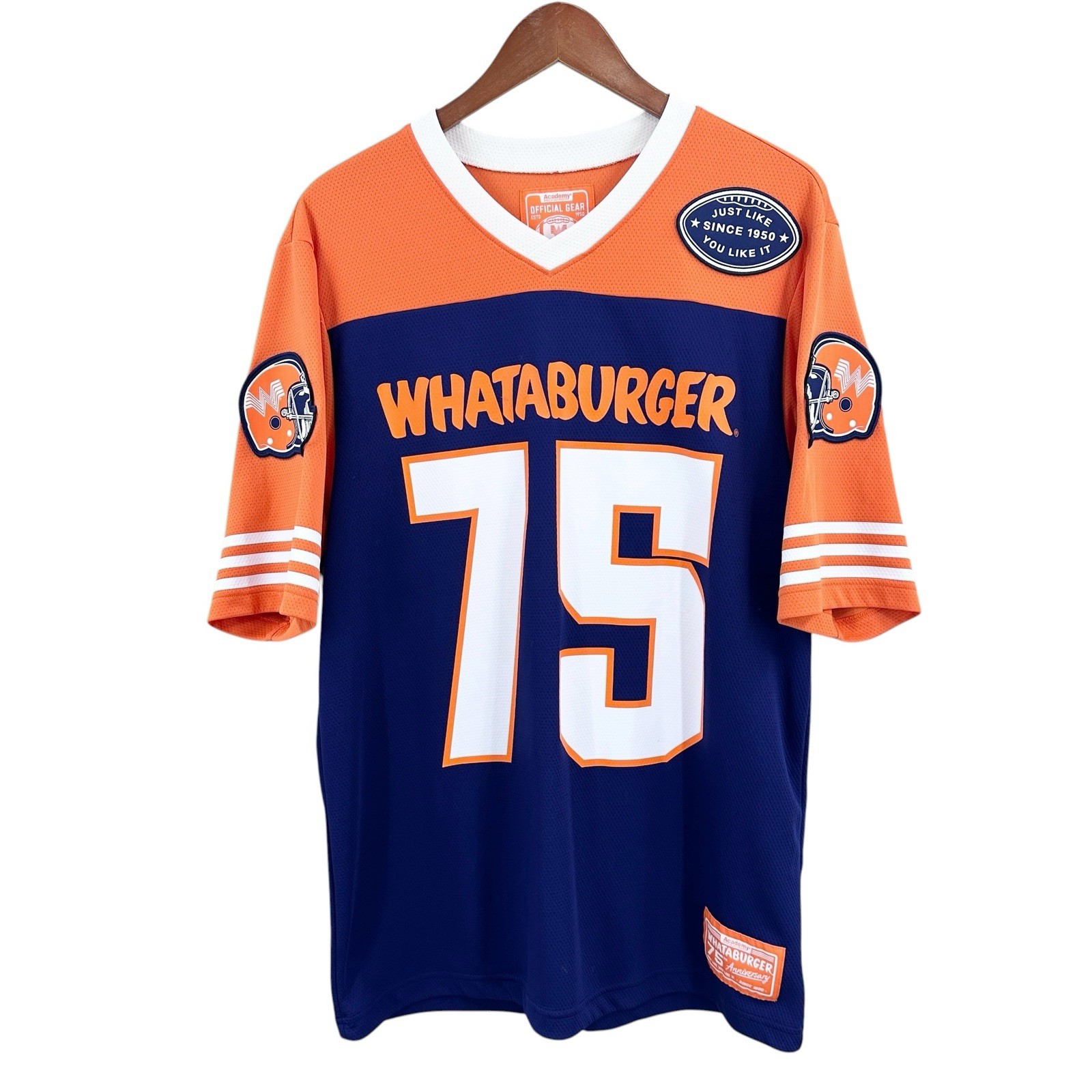 Academy WHATABURGER 75th Anniversary Football Jersey Mens Medium Orange X135 gallery