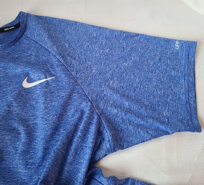 Nike Swim Dri-FIT UPF 40+ Rash Guard Shirt Mens XL Blue Short Sleeve Performance gallery