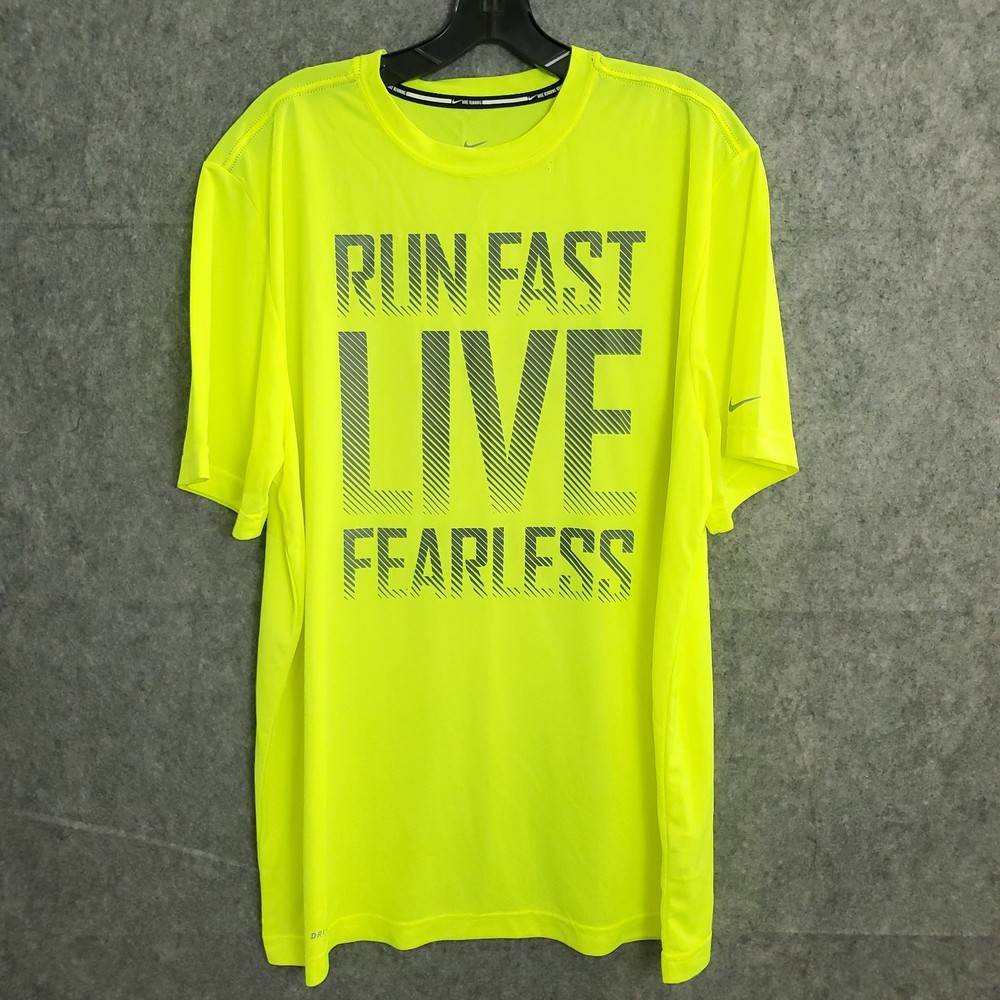 Nike Shirt Adult Size XL Green Yellow Reflective Running Graphic Front Print
