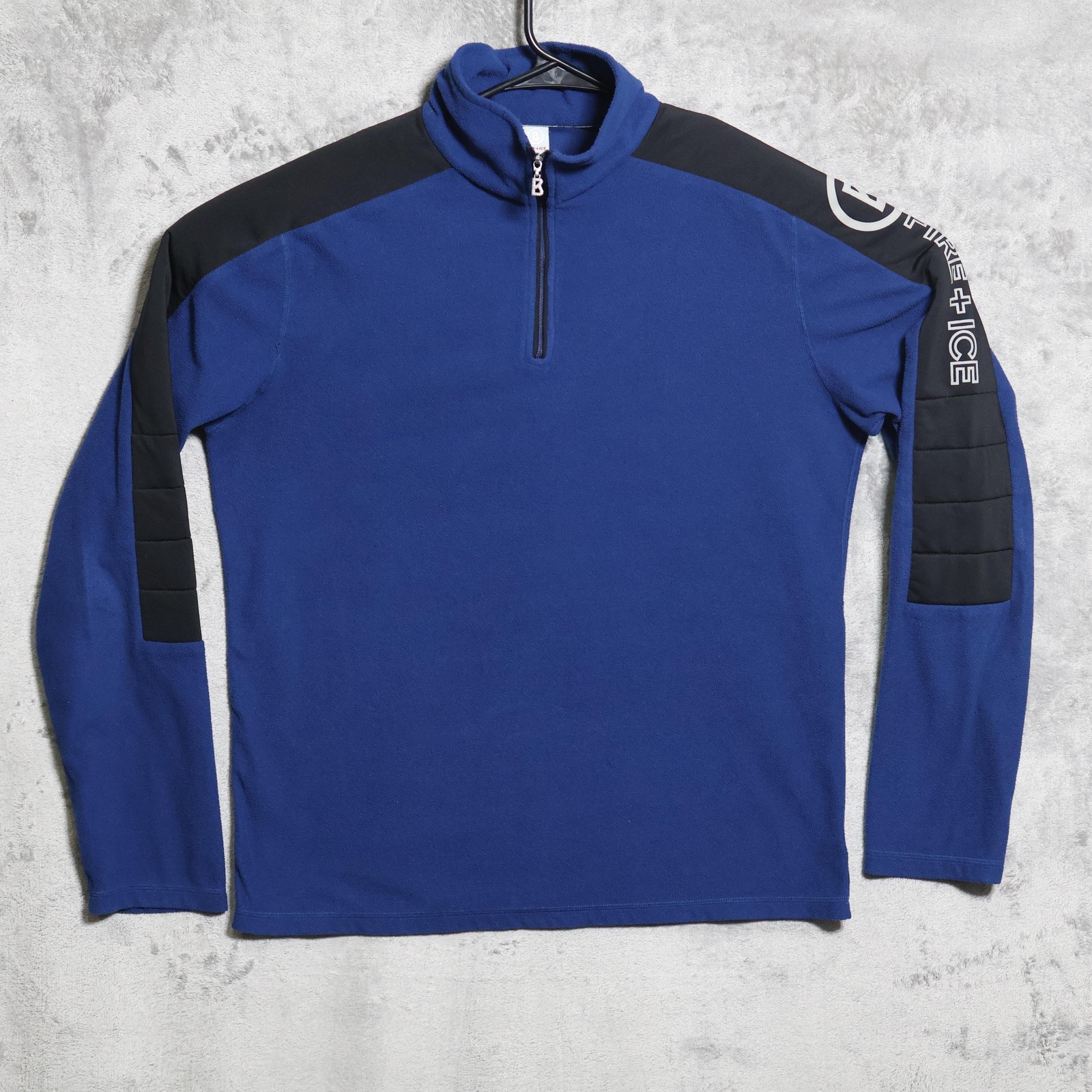 Bogner Fire Ice Sweater Mens Medium Blue Black 1/4 Zip Mock Neck Pullover Fleece gallery