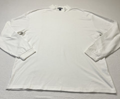 Port Authority Men’s Long Sleeve 2XL Mock Neck Pullover Shirt White NWOT Preppy
