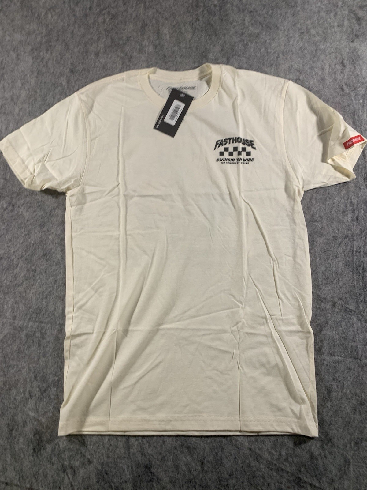 NWT Fasthouse Tracker Size M Cream t-shirt “Swingin Wide On Industry Drive gallery