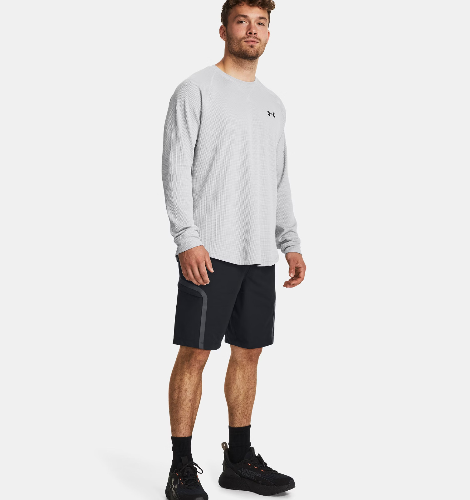 Under Armour Men's UA Waffle Crew Long Sleeve Shirt XL Gray 1302355-011 NWT gallery