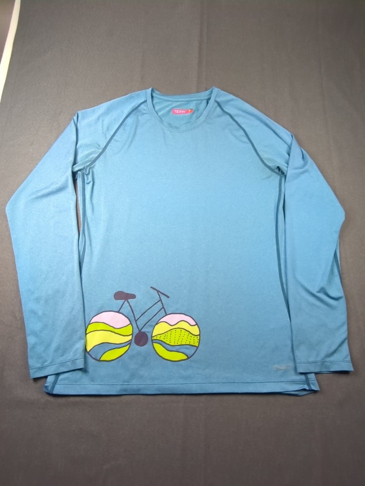 Terry Dri-Fit Cycling T-shirt Blue Men's Large Long Sleeve