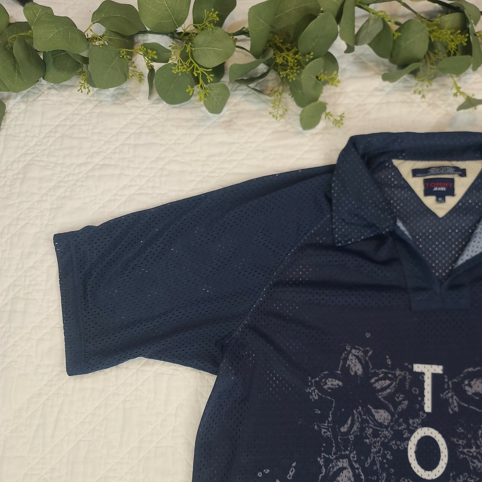 VTG Tommy Jeans Mens Jersey Blue Short Sleeve Polo Shirt Size XL Korea gallery