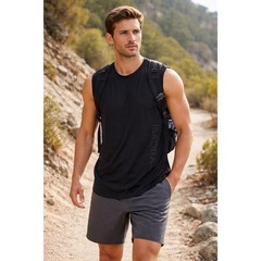 ISAORA Men Black Performance Mesh Back Muscle Tank Top Size Large Made in Turkey