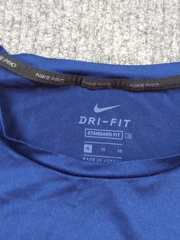 Nike Shirt Mens XL Blue Short Sleeve Pro Dri-Fit Standard Fit Performance gallery