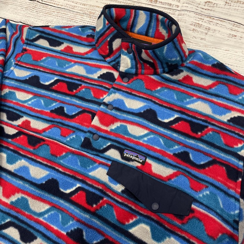 Patagonia Synchilla Fleece Pullover Snap Southwest Wavy Pattern Mens Size XL gallery