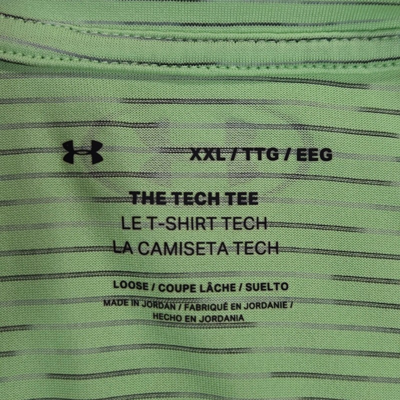 Under Armour Tech Tee XXL Neon Green Stripe Short Sleeve Athletic Dry Fit Shirt gallery