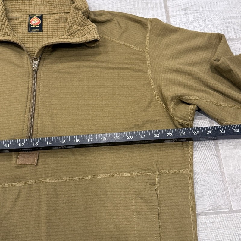 USMC Coyote Frog Marine Corp Shirt Men Large Reg Waffle Fleece Quarter Zip Grid gallery